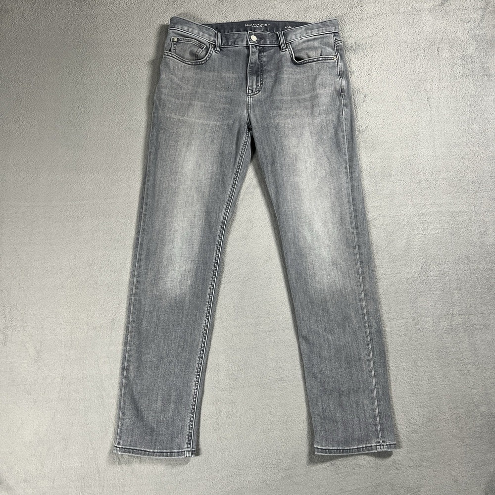 Banana‎ Republic Jeans Mens 33x32 Gray Traveler Slim Straight Stretch Denim